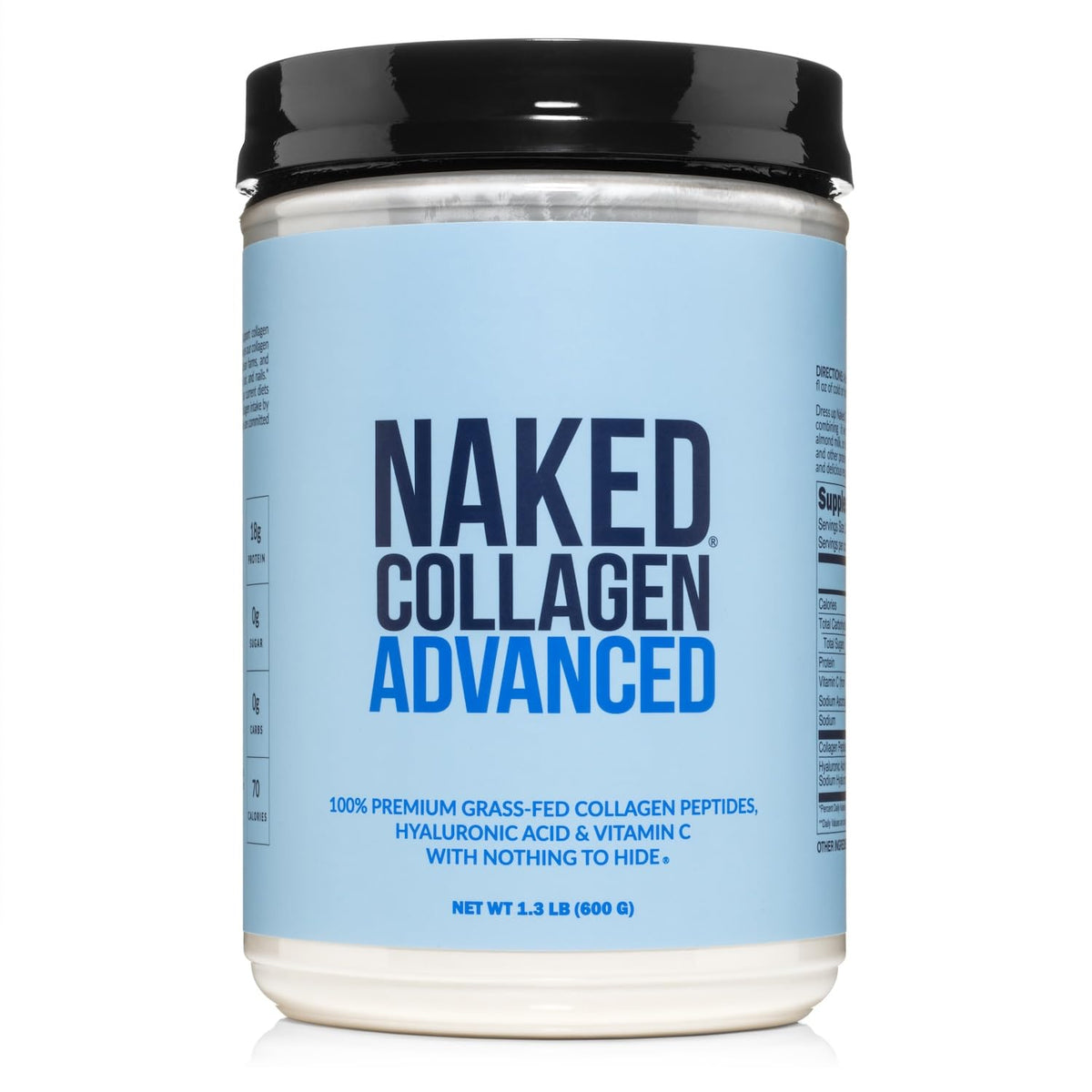 NAKED Collagen Peptides Protein Powder, 60 Servings, Pasture-Raised, Unflavored Grass-Fed Hydrolyzed Collagen Supplement, NSF Certified, Paleo Friendly, Non-GMO, Keto, Gluten Free, 20oz