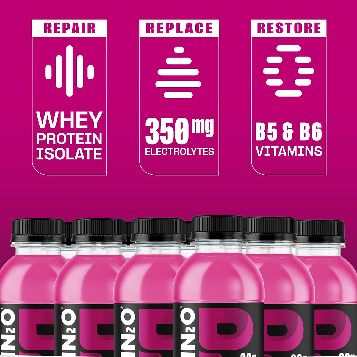 Protein2o Hydration Drink - 2-in-1 Liquid Clear Whey Protein Isolate and Electrolyte Drink - 20g Protein, Vitamins B5, B6 - Post-Workout Recovery - 16.9 Fl Oz - 12 Count Mixed Berry