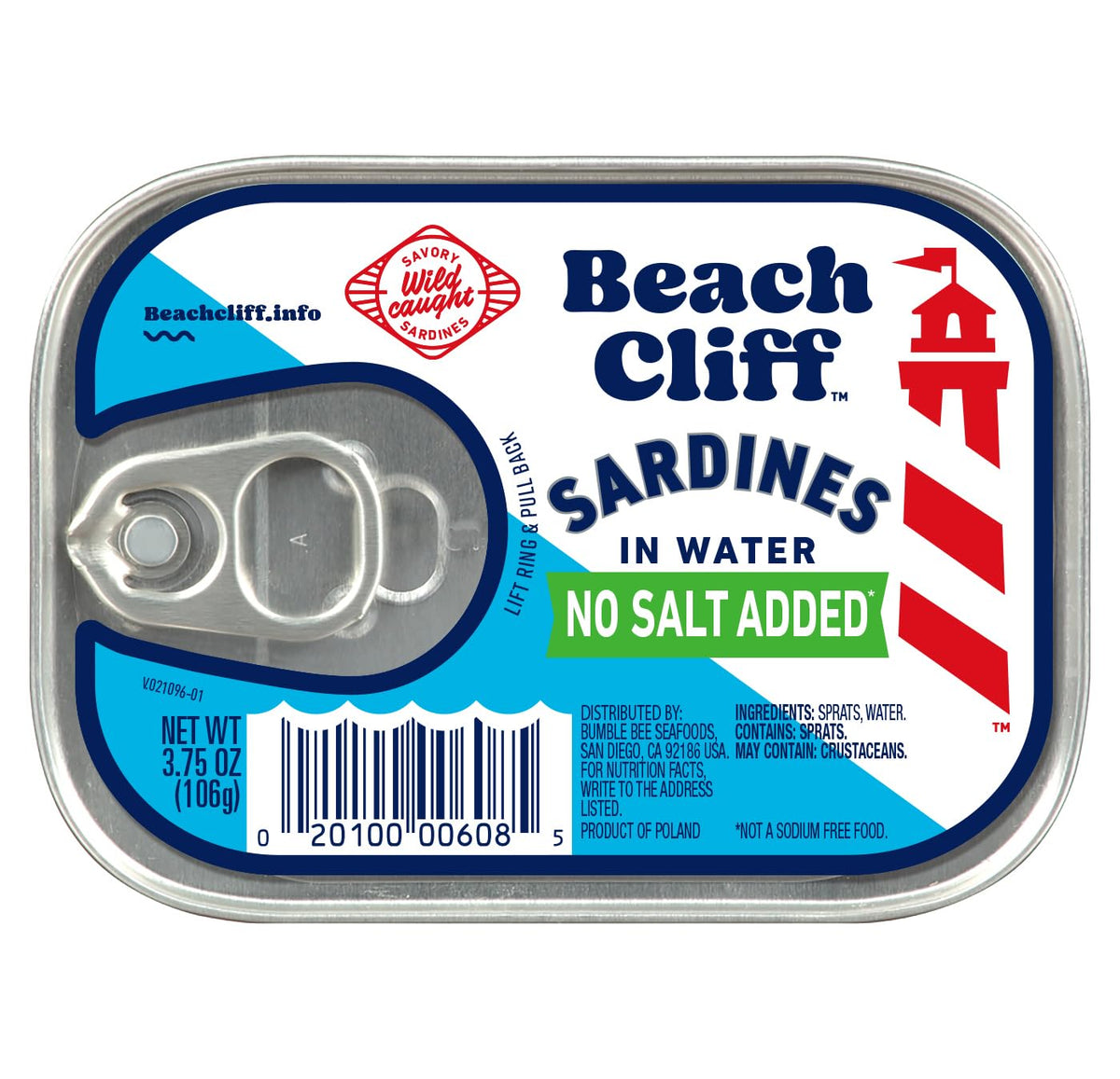 Beach Cliff Wild Caught Sardines in Water, 3.75 oz (12-Pack)