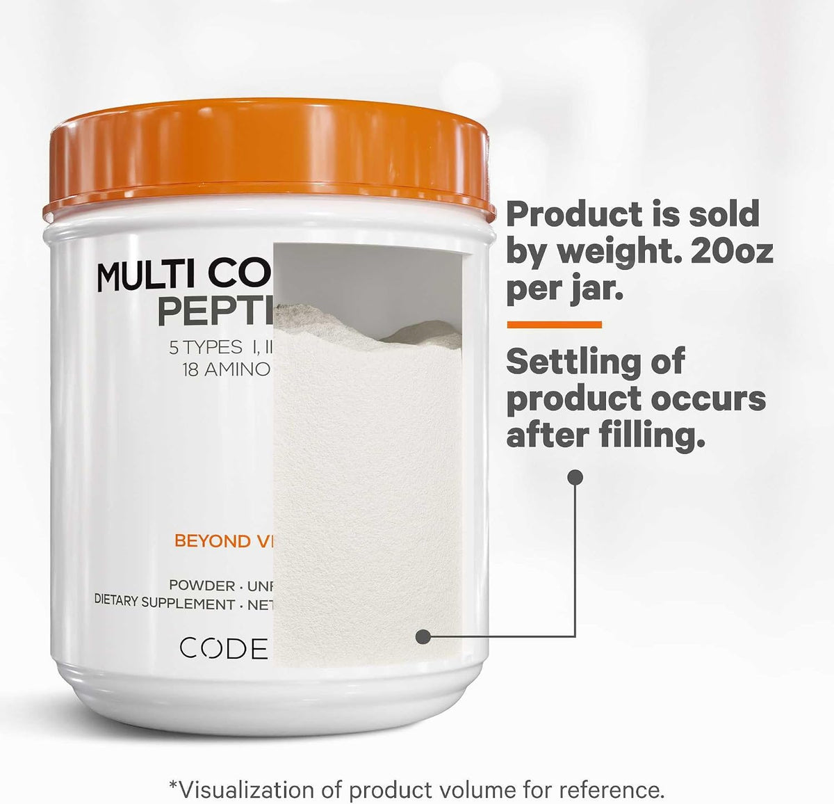 Codeage Multi Collagen Protein Powder Peptides, 5 Types, Unflavored, 20 Oz
