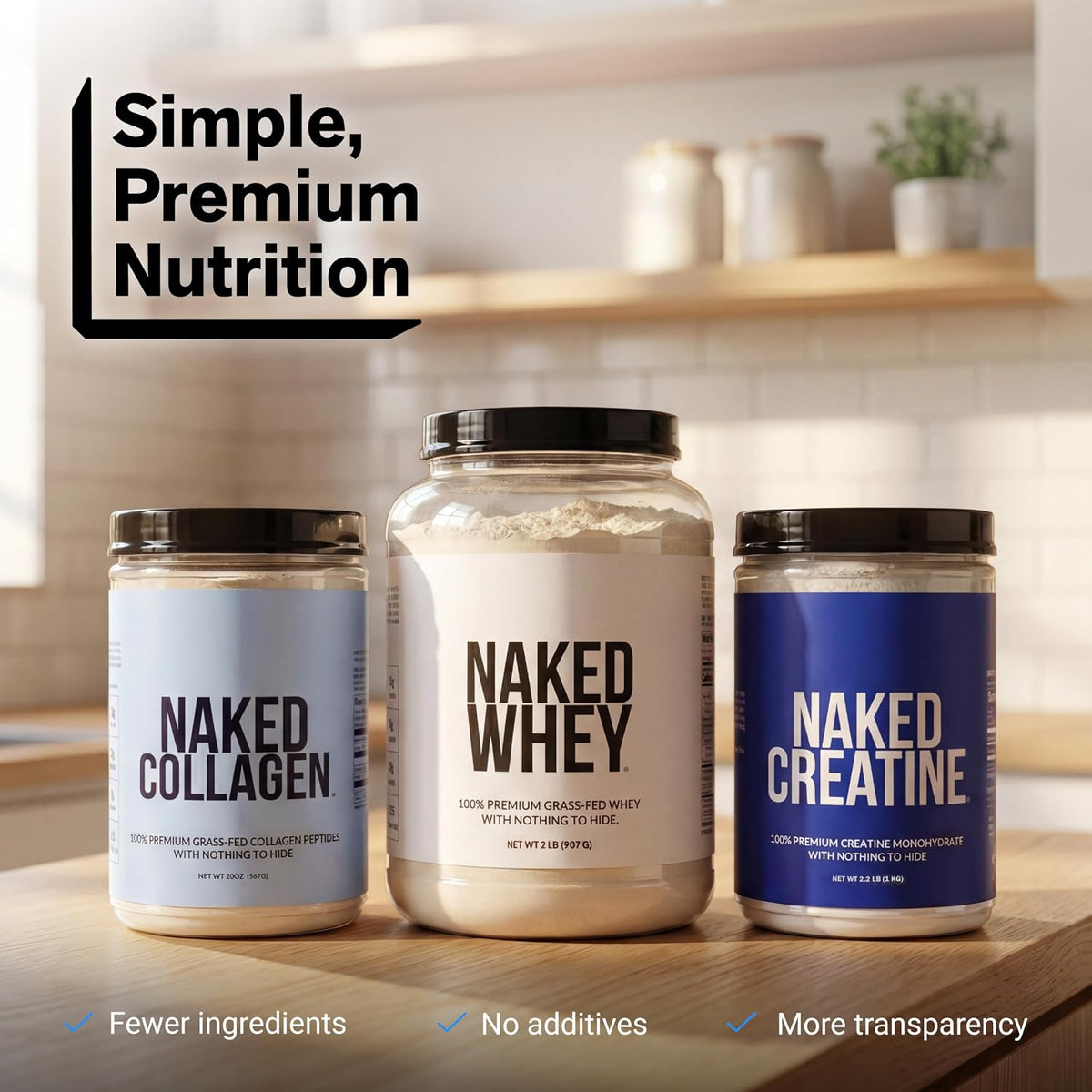 NAKED Collagen Peptides Protein Powder, 60 Servings, Pasture-Raised, Unflavored Grass-Fed Hydrolyzed Collagen Supplement, NSF Certified, Paleo Friendly, Non-GMO, Keto, Gluten Free, 20oz