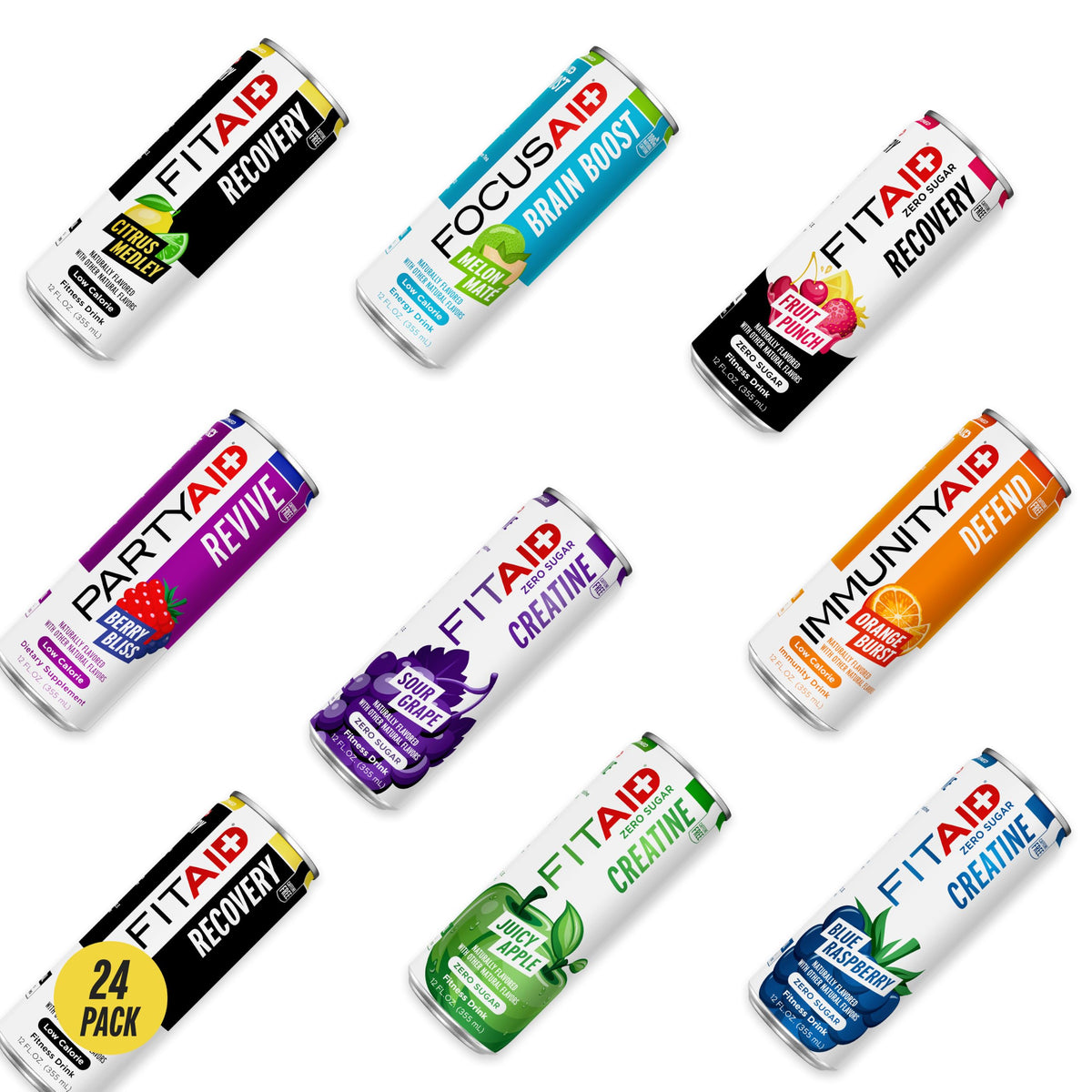 FITAID Post Workout Recovery Drink, Citrus Medley, 12 fl oz (24-Pack)