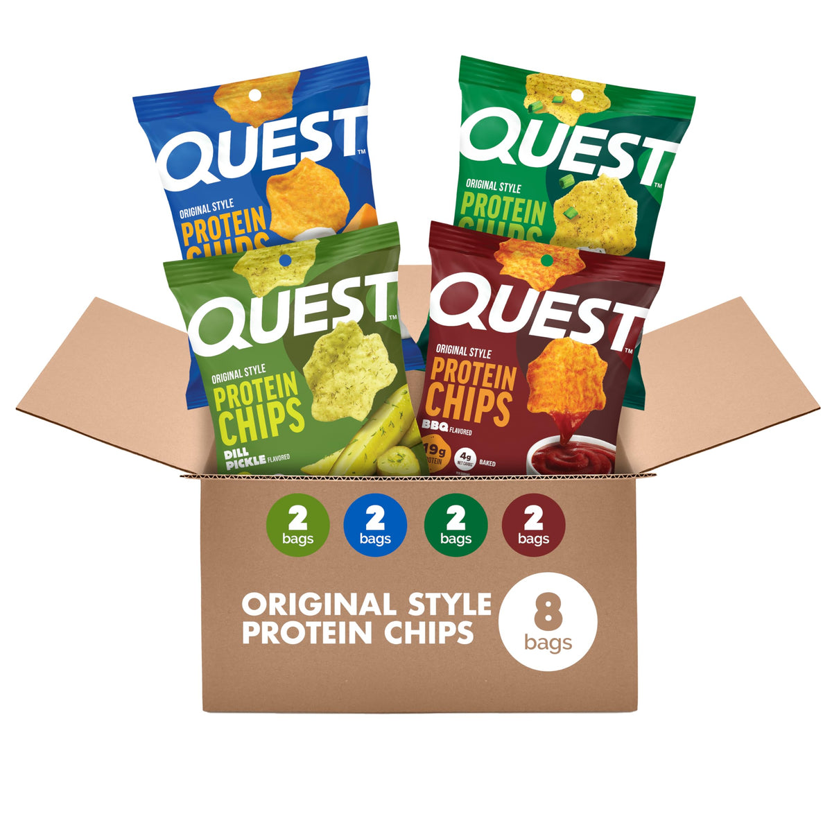 Quest Nutrition Protein Chips Variety Pack, BBQ, Cheddar & Sour Cream, Sour Cream & Onion, High Protein, Low Carb, 1.1 oz (Pack of 12)
