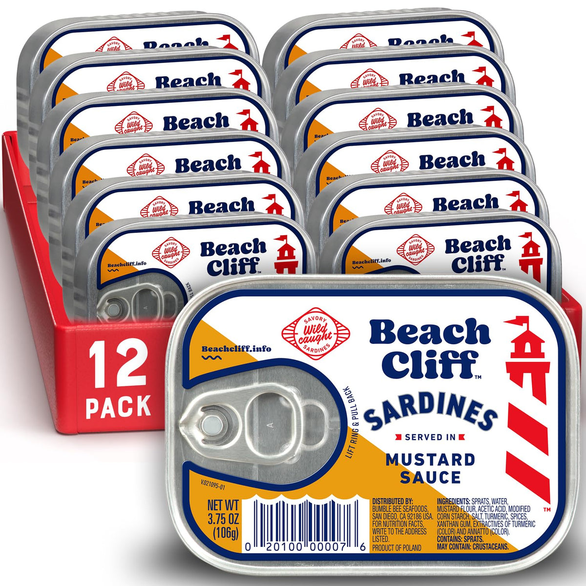 Beach Cliff Wild Caught Sardines in Water, 3.75 oz (12-Pack)