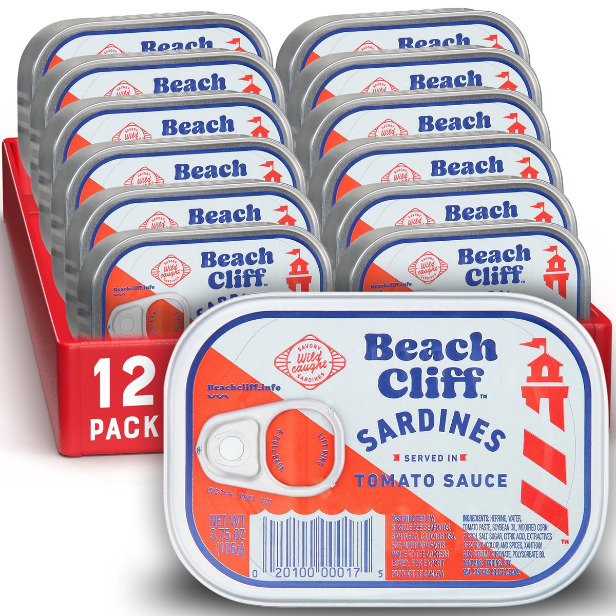 Beach Cliff Wild Caught Sardines in Water, 3.75 oz (12-Pack)