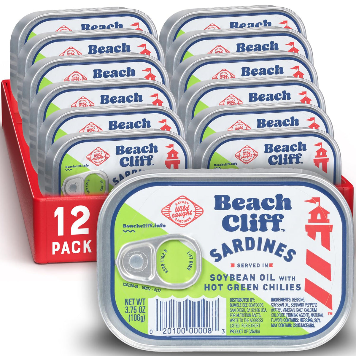 Beach Cliff Wild Caught Sardines in Water, 3.75 oz (12-Pack)