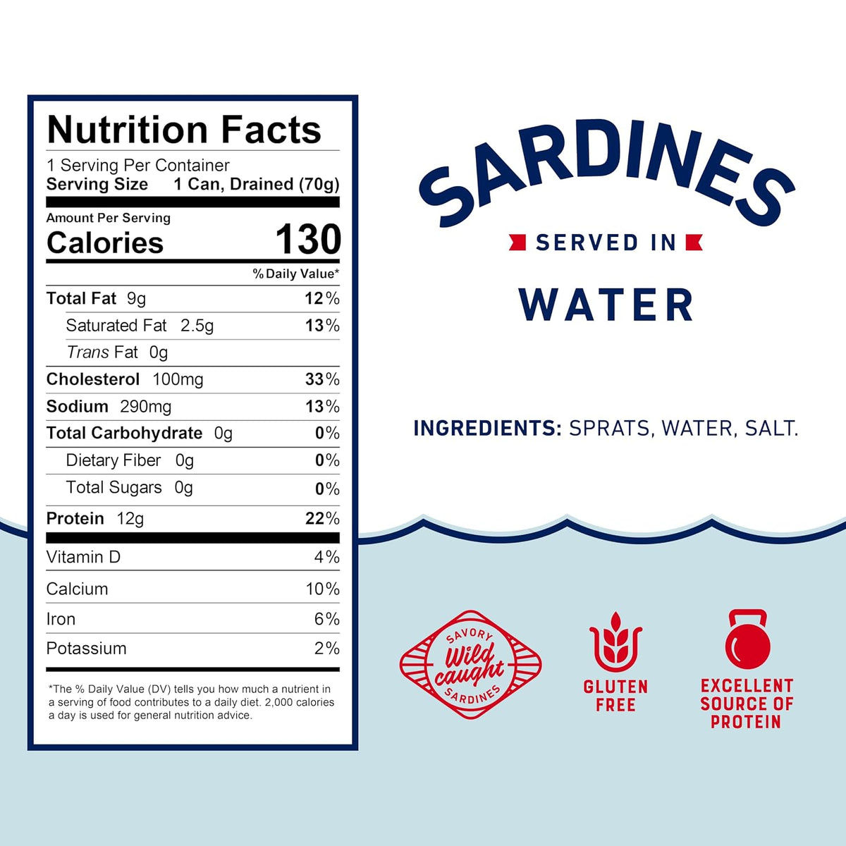 Beach Cliff Wild Caught Sardines in Water, 3.75 oz (12-Pack)