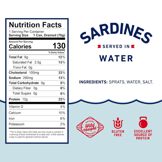 Beach Cliff Wild Caught Sardines in Water, 3.75 oz (12-Pack)