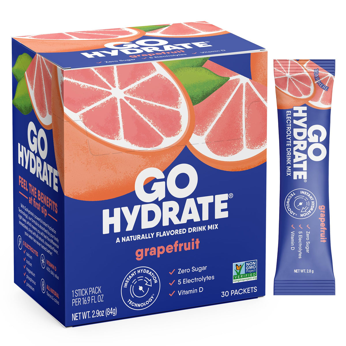 GoHydrate Low Sodium Electrolytes Powder Packets Sugar Free - Instant Hydration Daily Drink Mix - Zero Sugar Water Flavor Packet Singles with Vitamin D - (Variety Pack, 30 Packs)