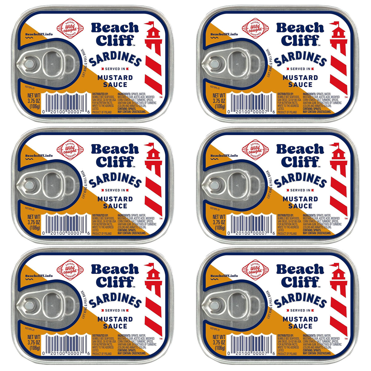 Beach Cliff Wild Caught Sardines in Water, 3.75 oz (12-Pack)