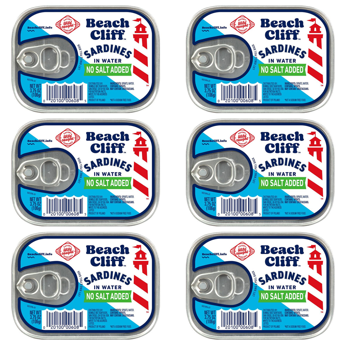 Beach Cliff Wild Caught Sardines in Water, 3.75 oz (12-Pack)