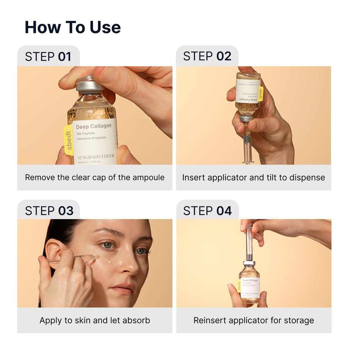 SUNGBOON EDITOR Glow Intensive PDRN Ampoule, Copper Peptides & Vitamin B12 Serum for Face with Collagen & Multi Peptides & 10 Hyaluronic Acids | Korean Skincare Serum, 1.35 fl oz