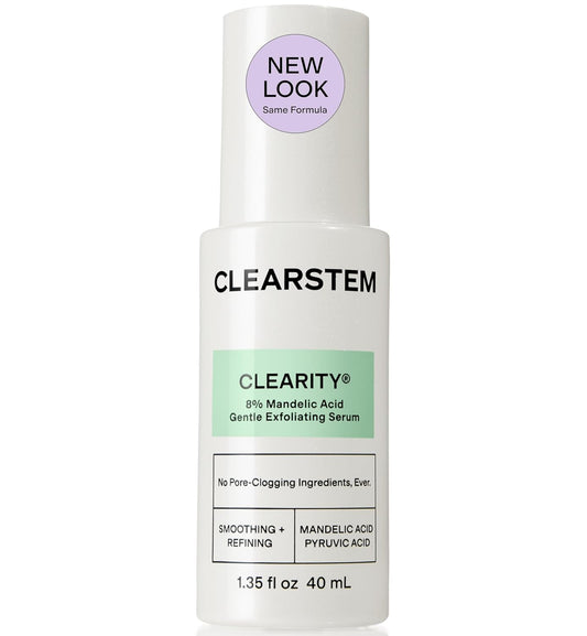 CLEARSTEM - CLEARITY The Blackhead Dissolver Mandelic Acid Serum - Vitamin C, Turmeric, Collagen Boost - All Skin Types - Facial Skin Care Products - Gluten Free, Cruelty Free - 1.35 Fl Oz / 40ml