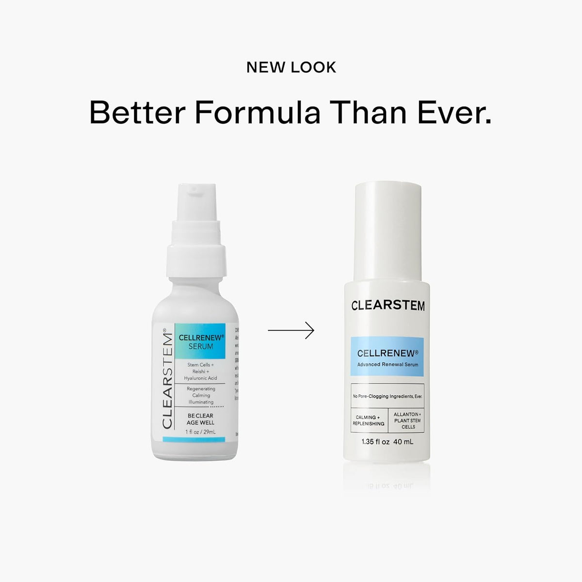 CLEARSTEM - CELLRENEW - Collagen Stem Cell Serum - Acne + Youthful Skin Face Serum - Hyaluronic Acid, Reishi, Aloe Vera - Facial Skin Care Products - Gluten Free, Cruelty Free - 1.35 Fl Oz / 40 mL