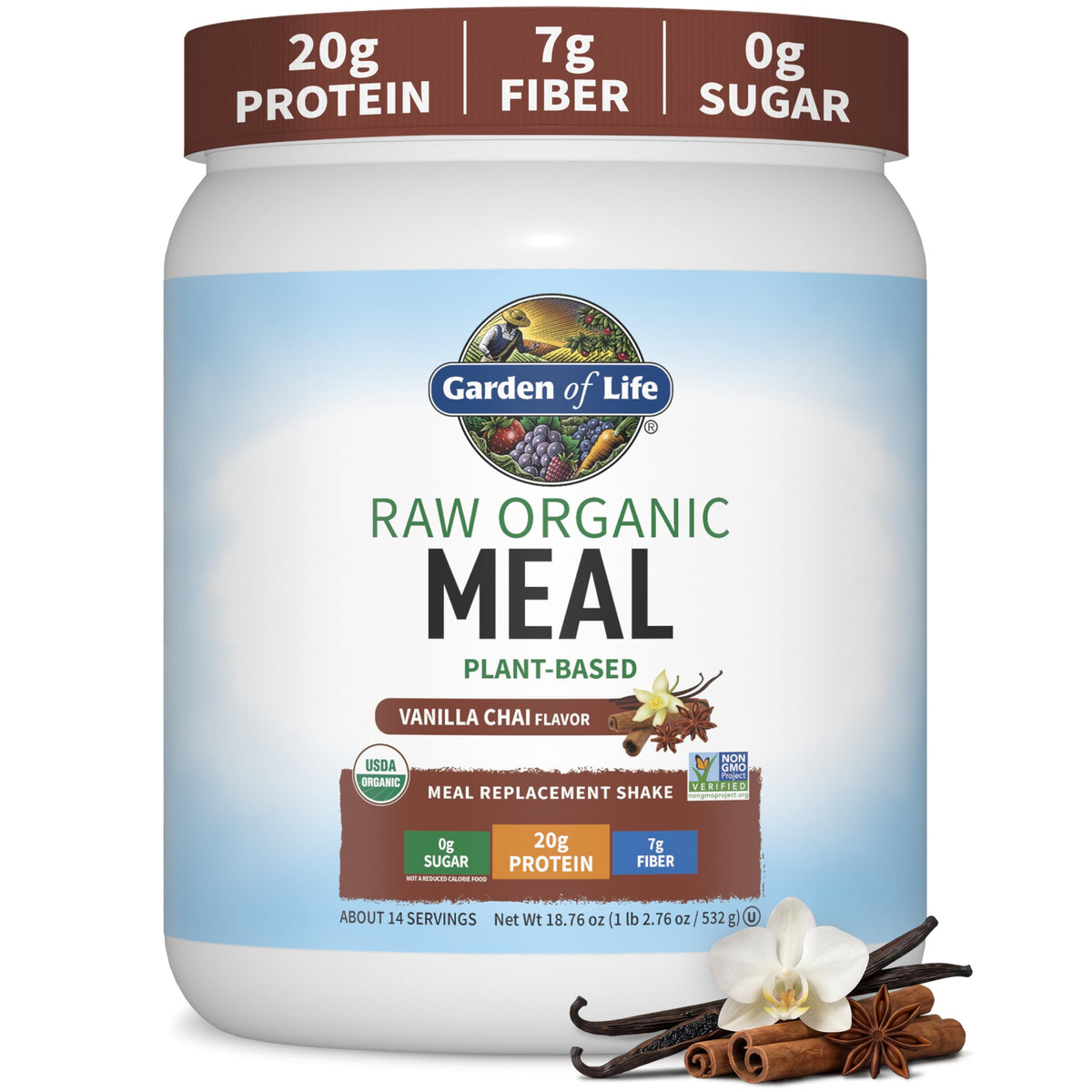 Garden of Life Raw Organic Meal Protein Powder, Vanilla, 28 Servings