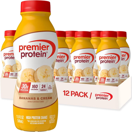 Premier Protein 30g High Protein Shake, Bananas & Cream, 12 Pack