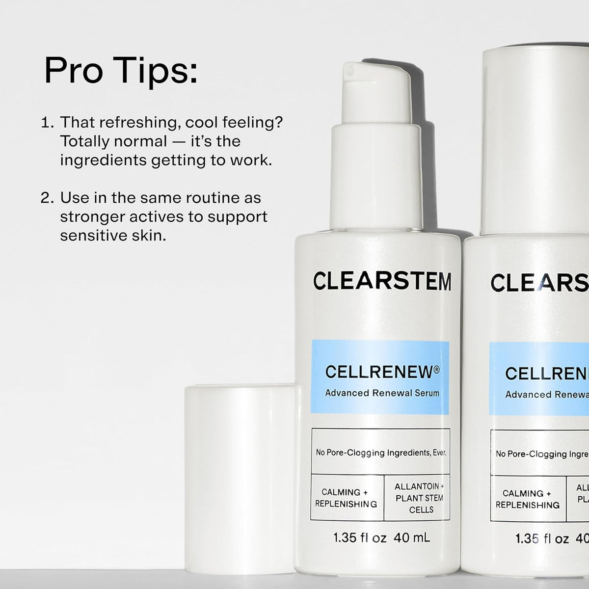 CLEARSTEM - CELLRENEW - Collagen Stem Cell Serum - Acne + Youthful Skin Face Serum - Hyaluronic Acid, Reishi, Aloe Vera - Facial Skin Care Products - Gluten Free, Cruelty Free - 1.35 Fl Oz / 40 mL