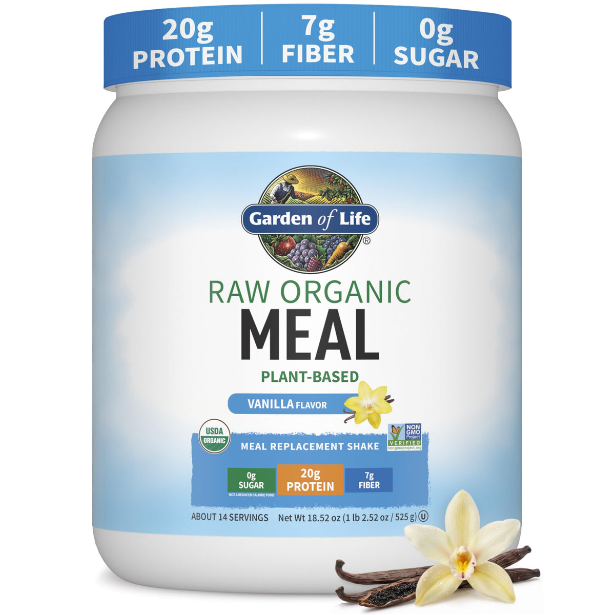 Garden of Life Raw Organic Meal Protein Powder, Vanilla, 28 Servings