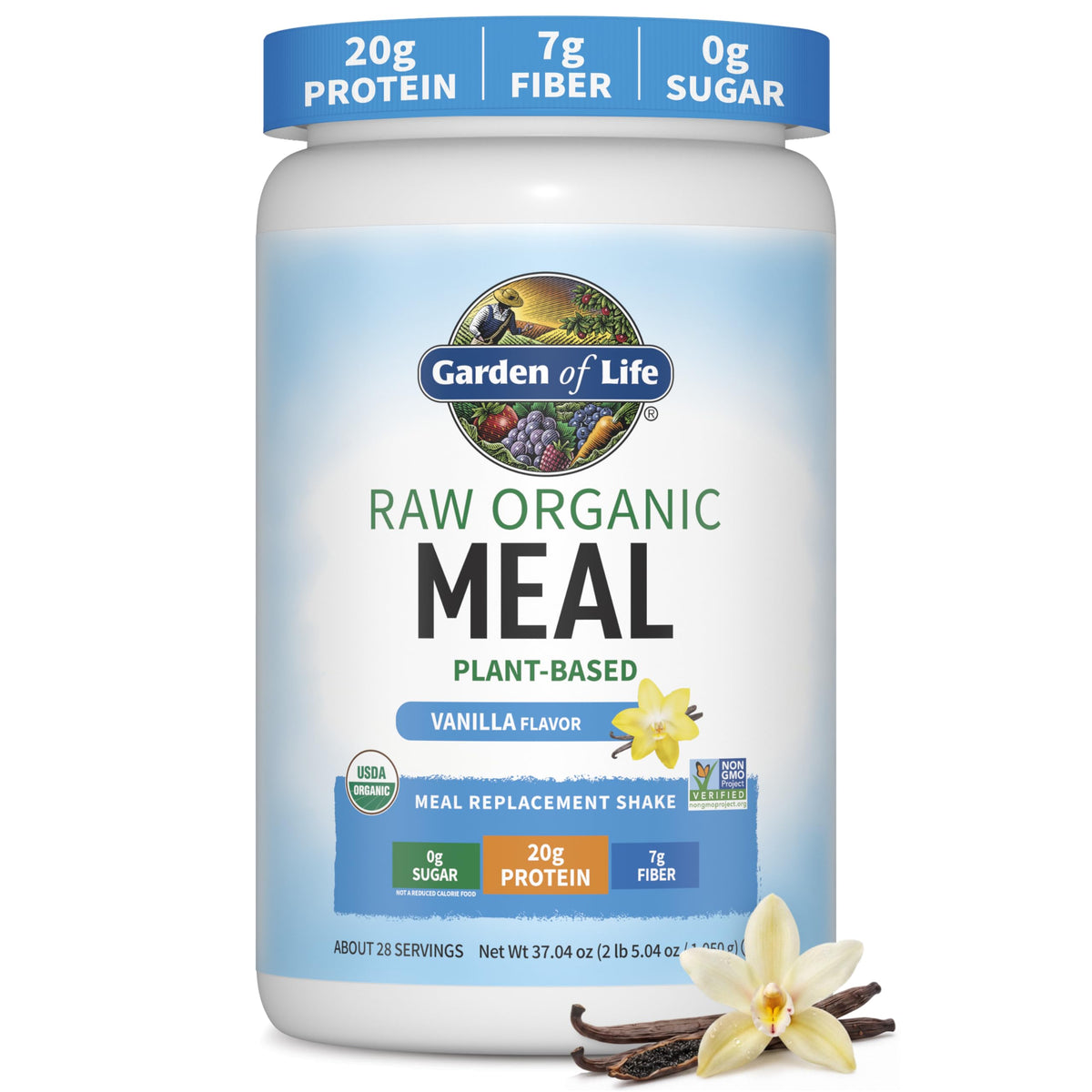 Garden of Life Raw Organic Meal Protein Powder, Vanilla, 28 Servings