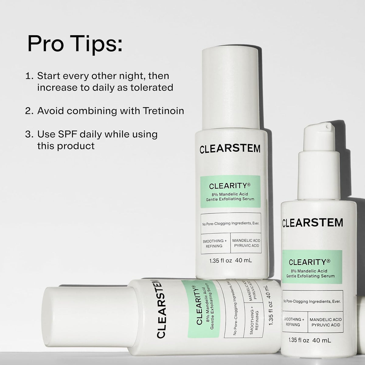 CLEARSTEM - CLEARITY The Blackhead Dissolver Mandelic Acid Serum - Vitamin C, Turmeric, Collagen Boost - All Skin Types - Facial Skin Care Products - Gluten Free, Cruelty Free - 1.35 Fl Oz / 40ml