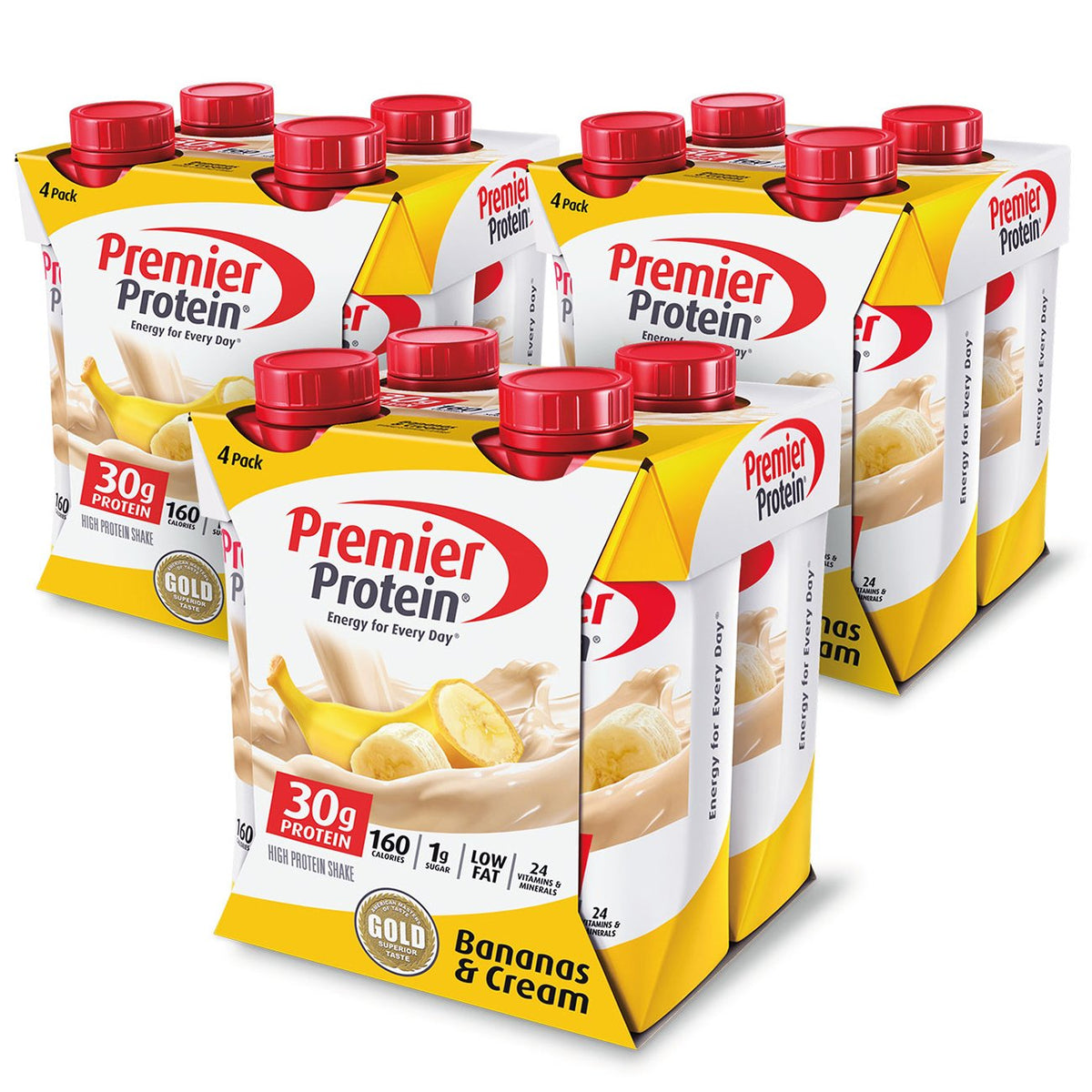 Premier Protein 30g High Protein Shake, Bananas & Cream, 12 Pack