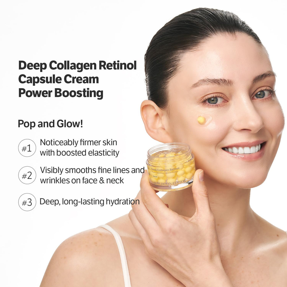 SUNGBOON EDITOR Deep Collagen Retinol Capsule Cream, For Fine Lines and Dry Skin, White Spicules + Collagen + Retinol, Korean Skincare, 1.69 fl.oz, Gifts for Women