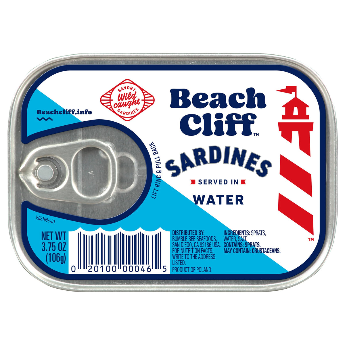 Beach Cliff Wild Caught Sardines in Water, 3.75 oz (12-Pack)