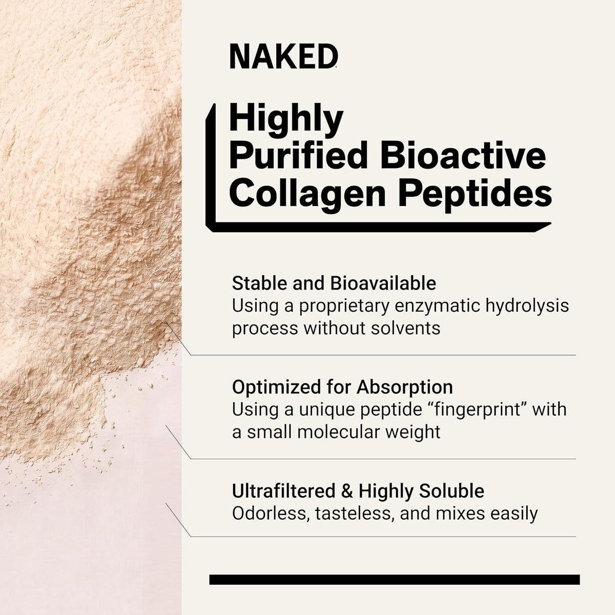 NAKED Collagen Peptides Protein Powder, 60 Servings, Pasture-Raised, Unflavored Grass-Fed Hydrolyzed Collagen Supplement, NSF Certified, Paleo Friendly, Non-GMO, Keto, Gluten Free, 20oz