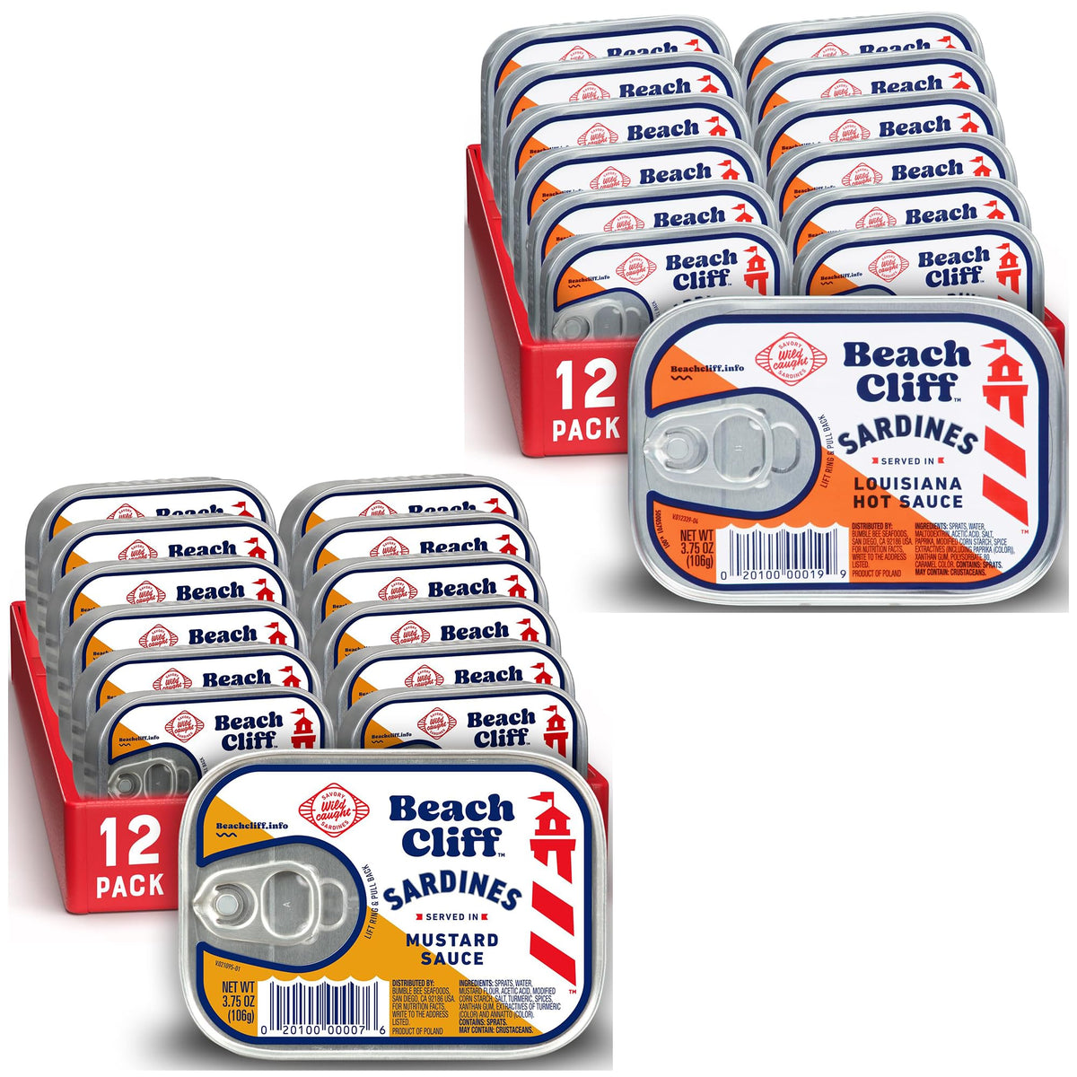 Beach Cliff Wild Caught Sardines in Water, 3.75 oz (12-Pack)