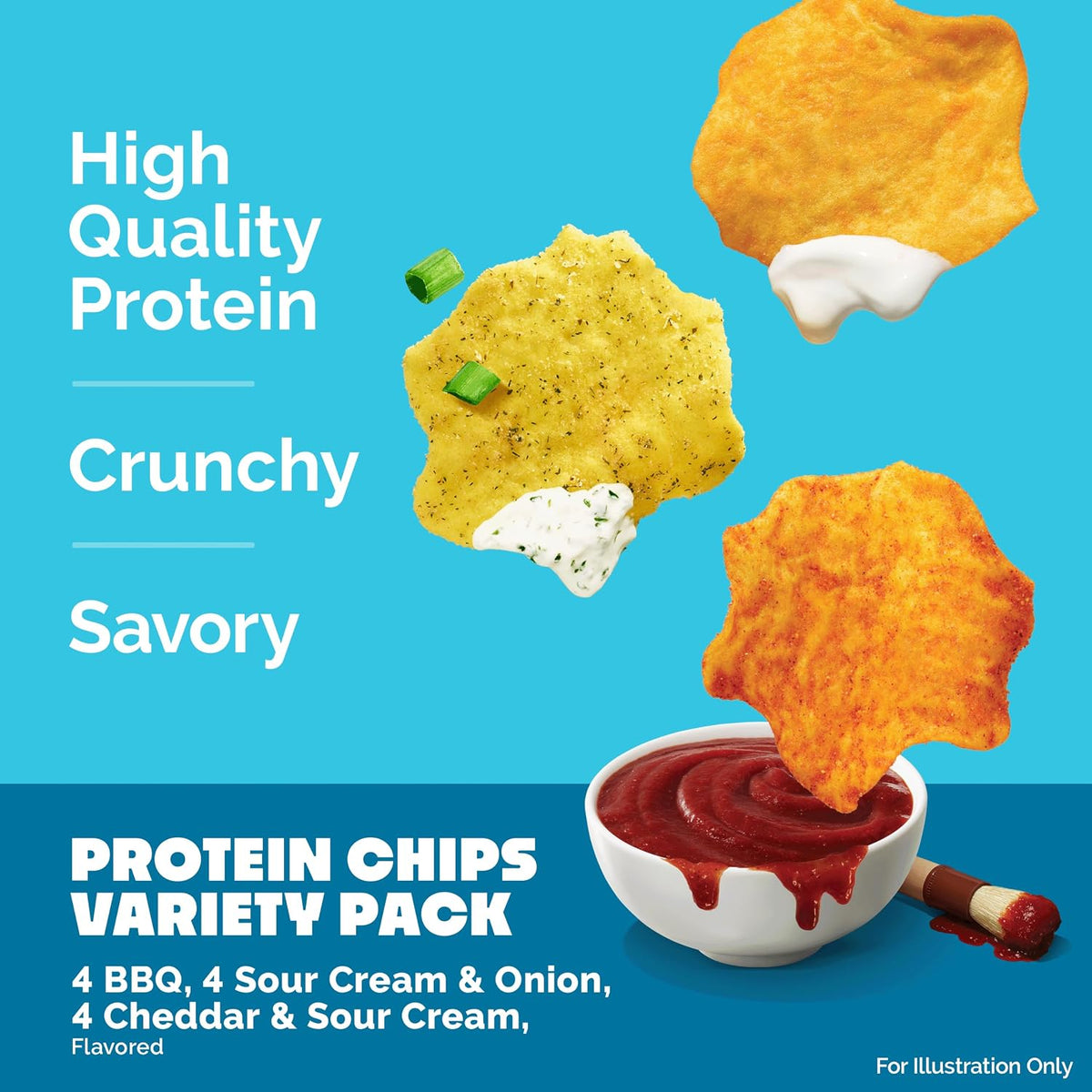 Quest Nutrition Protein Chips Variety Pack, BBQ, Cheddar & Sour Cream, Sour Cream & Onion, High Protein, Low Carb, 1.1 oz (Pack of 12)