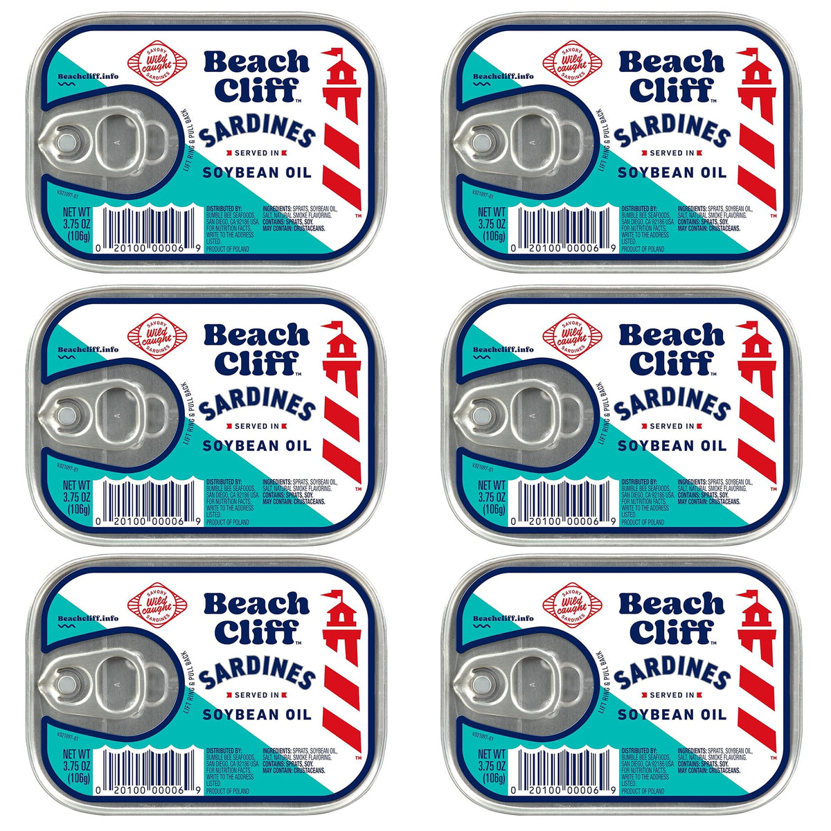 Beach Cliff Wild Caught Sardines in Water, 3.75 oz (12-Pack)