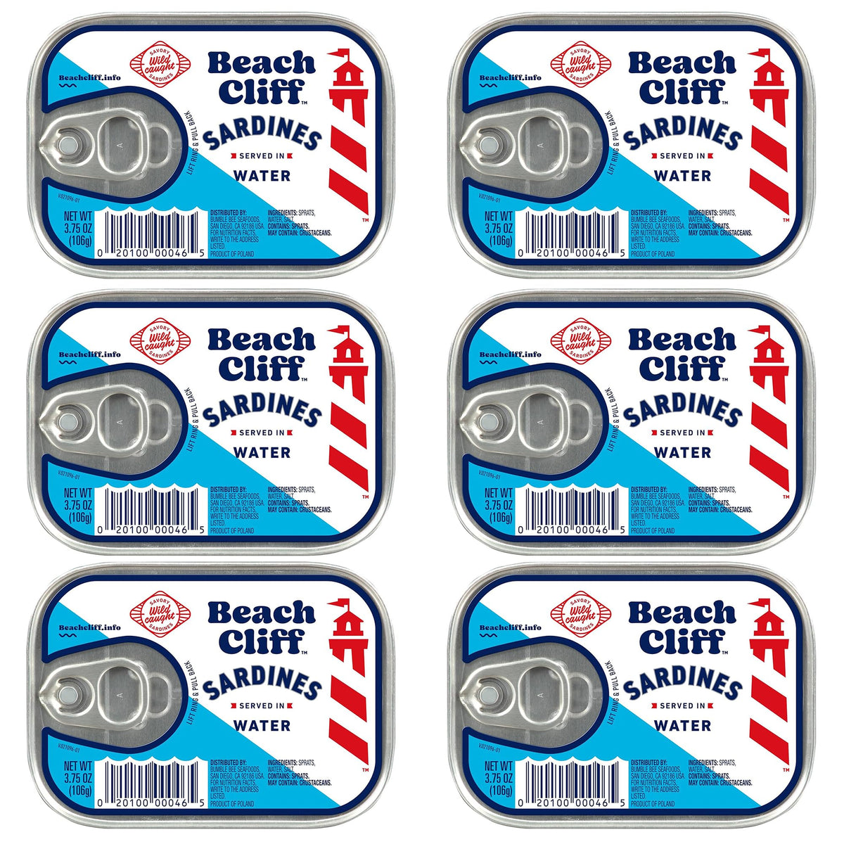 Beach Cliff Wild Caught Sardines in Water, 3.75 oz (12-Pack)
